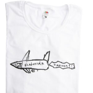 Rakéta póló – fehér póló, fekete minta – férfi