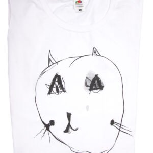 Cica póló – fehér póló, fekete minta – férfi