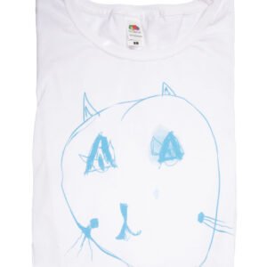 Cica póló – fehér póló, kék minta – férfi