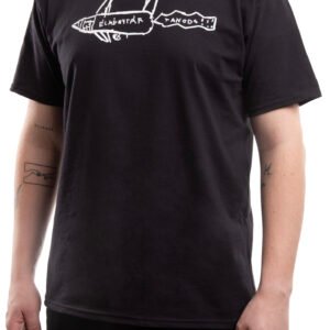 Rakéta póló - fekete póló, fehér minta - férfi