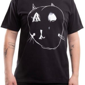Cica póló - fekete póló, fehér minta - férfi