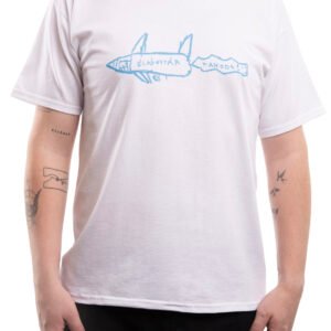 Rakéta póló - fehér póló, fekete minta - férfi