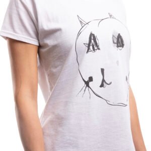 Cica póló - fehér póló, fekete minta - női